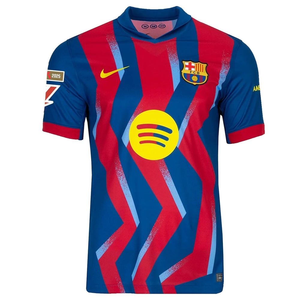 Nike Men's FC Barcelona 4th Jersey 25/26 w/ La Liga Patches (Blue/Red/Yellow)