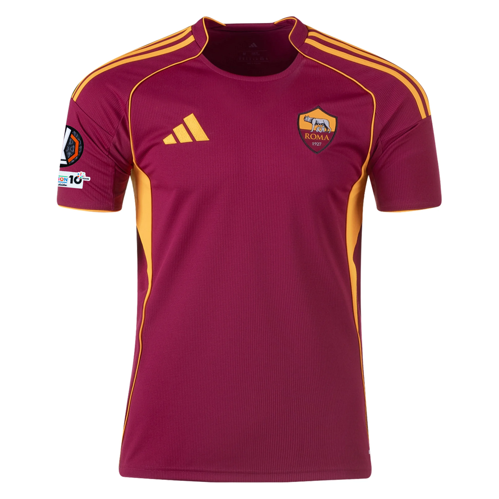 adidas Men's Roma Evan Ferguson Home Jersey w/ Europa League Patches 25/26 (Burgundy)
