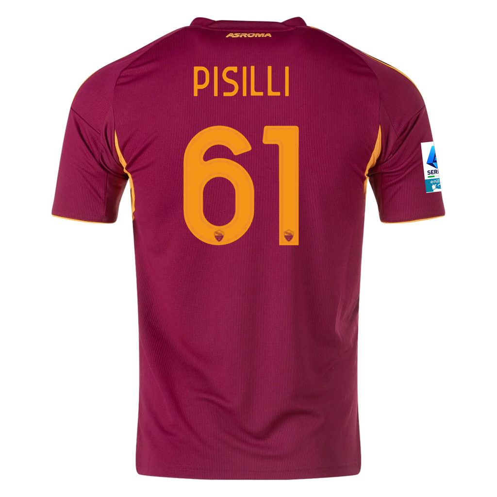 adidas Men's Roma NiccolÃ² Pisilli Home Jersey w/ Serie A Patch 25/26 (Burgundy)