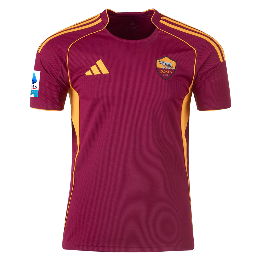 adidas Men's Roma Konstantinos Tsimikas Home Jersey w/ Serie A Patch 25/26 (Burgundy)