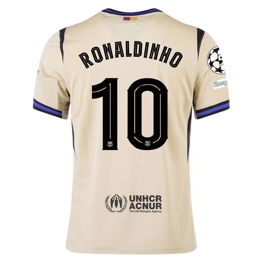 Nike Ronaldinho Men's FC Barcelona Away Jersey 25/26 w/ Champions League Patches (Team Gold/Persion Violet/Black)