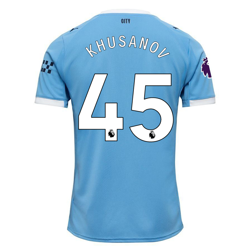 Puma Abdukodir Khusanov Manchester City Home Jersey 25/26 w/ EPL + Sponsor Patch (Team Light Blue/Puma White)