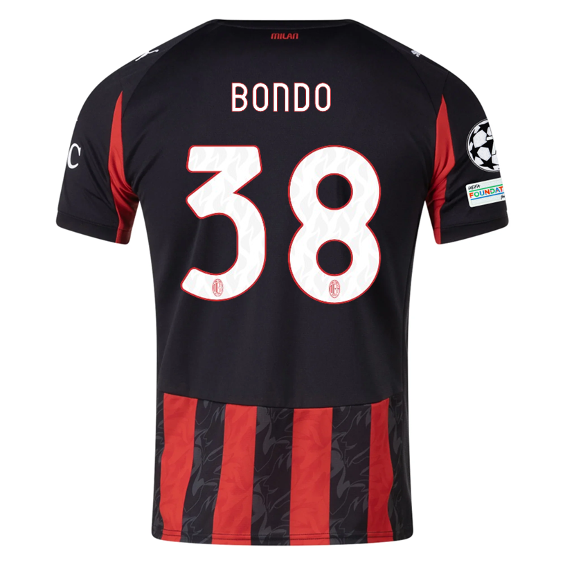 Puma Bondo Men's AC Milan Home Jersey w/ Champions League Patches 25/26 (Red/Black)