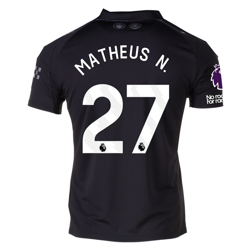 Puma Matheus Men's Manchester City Away Jersey 25/26 w/ NRFR + EPL Patches (Puma Black)