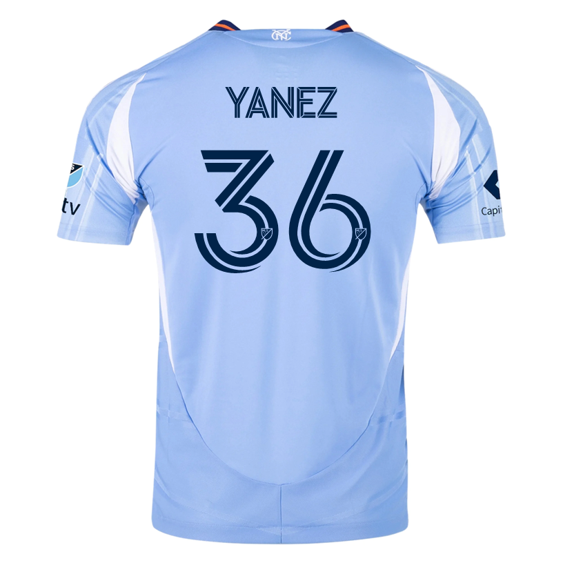 adidas Zidane YaÃ±ez New York City FC Authentic Home Jersey 25/26 w/ MLS Patches (Bahia Light Blue)