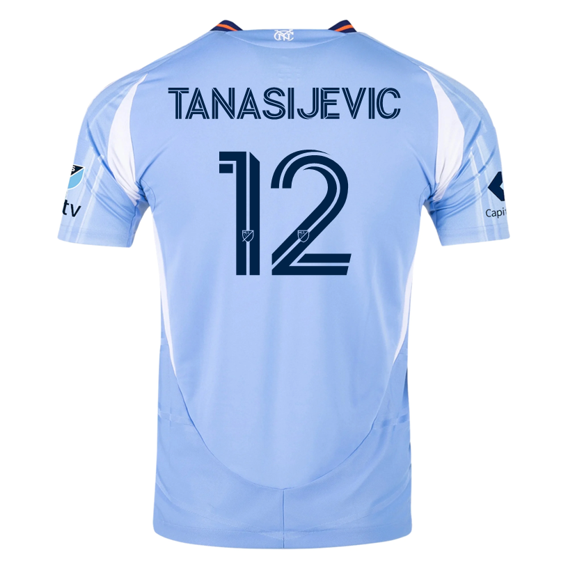 adidas Strahinja TanasijeviÄ‡ New York City FC Authentic Home Jersey 25/26 w/ MLS Patches (Bahia Light Blue)
