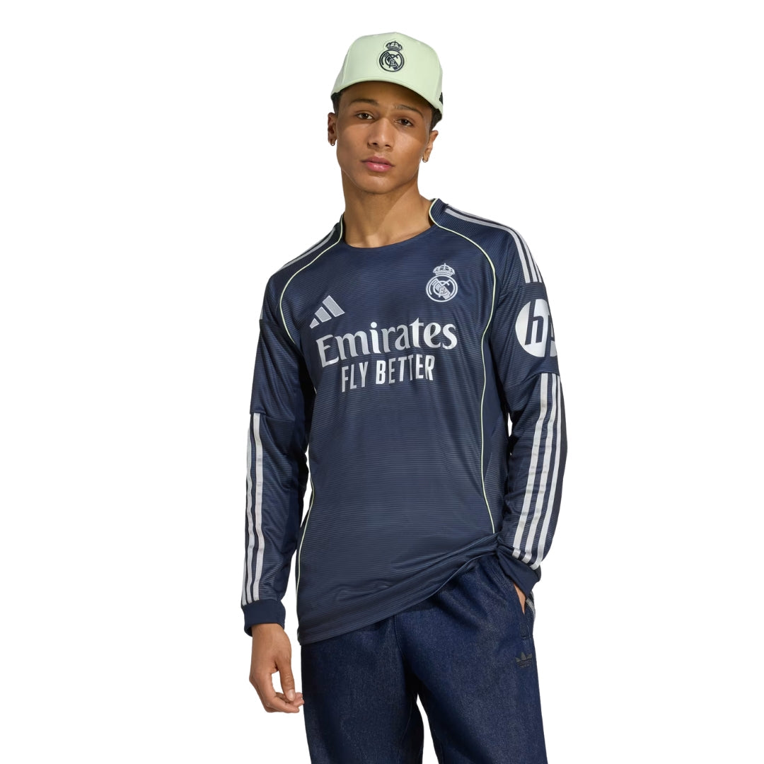 adidas Real Madrid Valverde Long Sleeve Away Jersey w/ Champions League Patches 25/26 (Legend Ink)