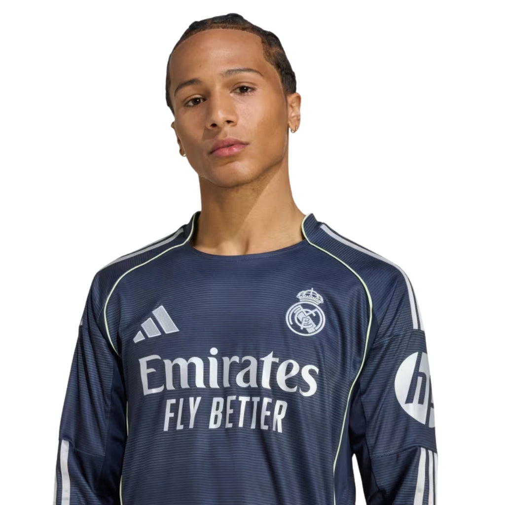 adidas Real Madrid Valverde Long Sleeve Away Jersey w/ Champions League Patches 25/26 (Legend Ink)