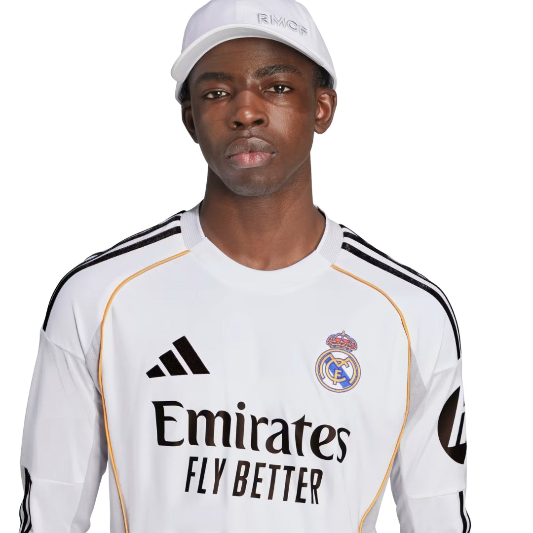 adidas Real Madrid F. Mendy Long Sleeve Home Jersey w/ Champions League Patches 25/26 (White)