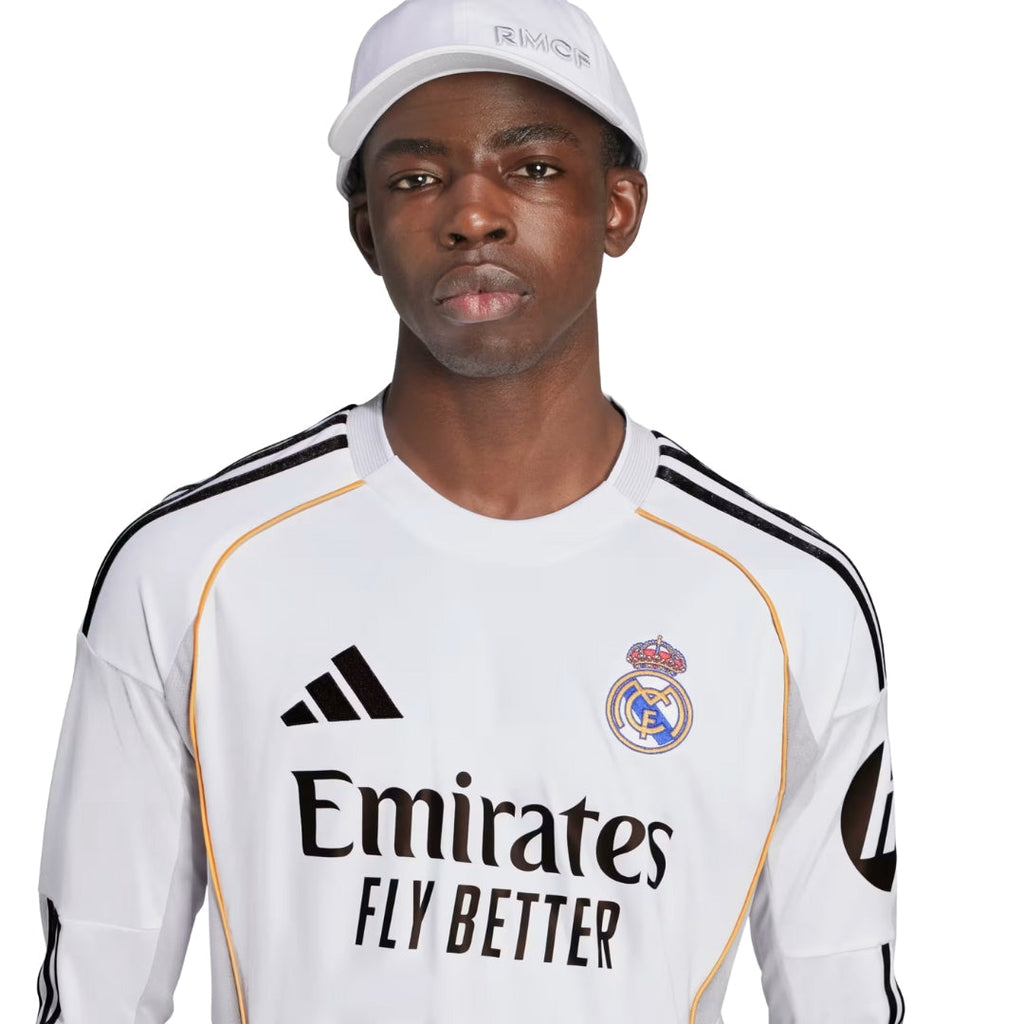adidas Real Madrid Federico Valverde Long Sleeve Home Jersey w/ Champions League Patches 25/26 (White)