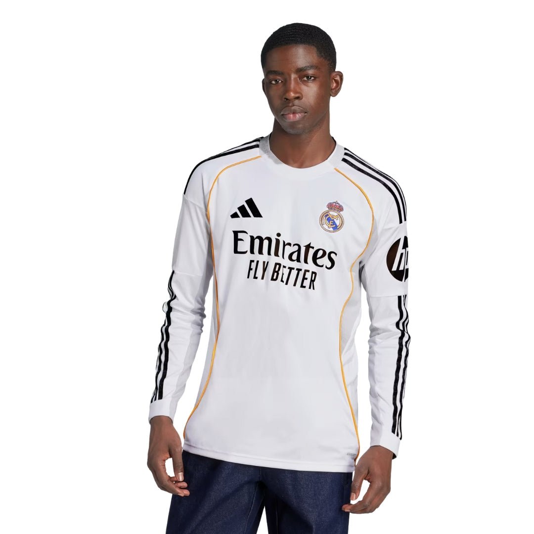 adidas Real Madrid Rodrygo Long Sleeve Home Jersey w/ Intercontinental + Champions League Patches 25/26 (White)