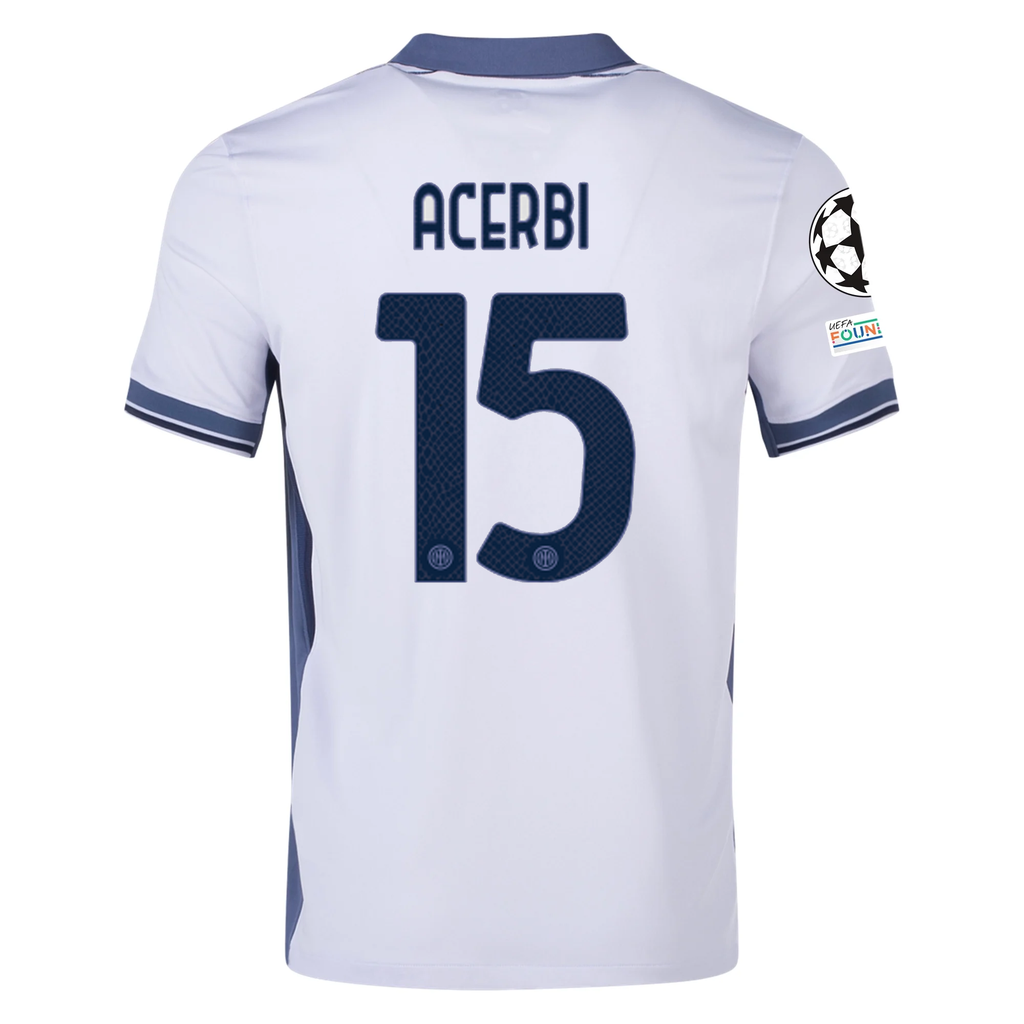 Nike Inter Milan Francesco Acerbi Away Jersey w/ Champions League + Scudetto Patch 24/25 (Summit White/Iris Whisper)
