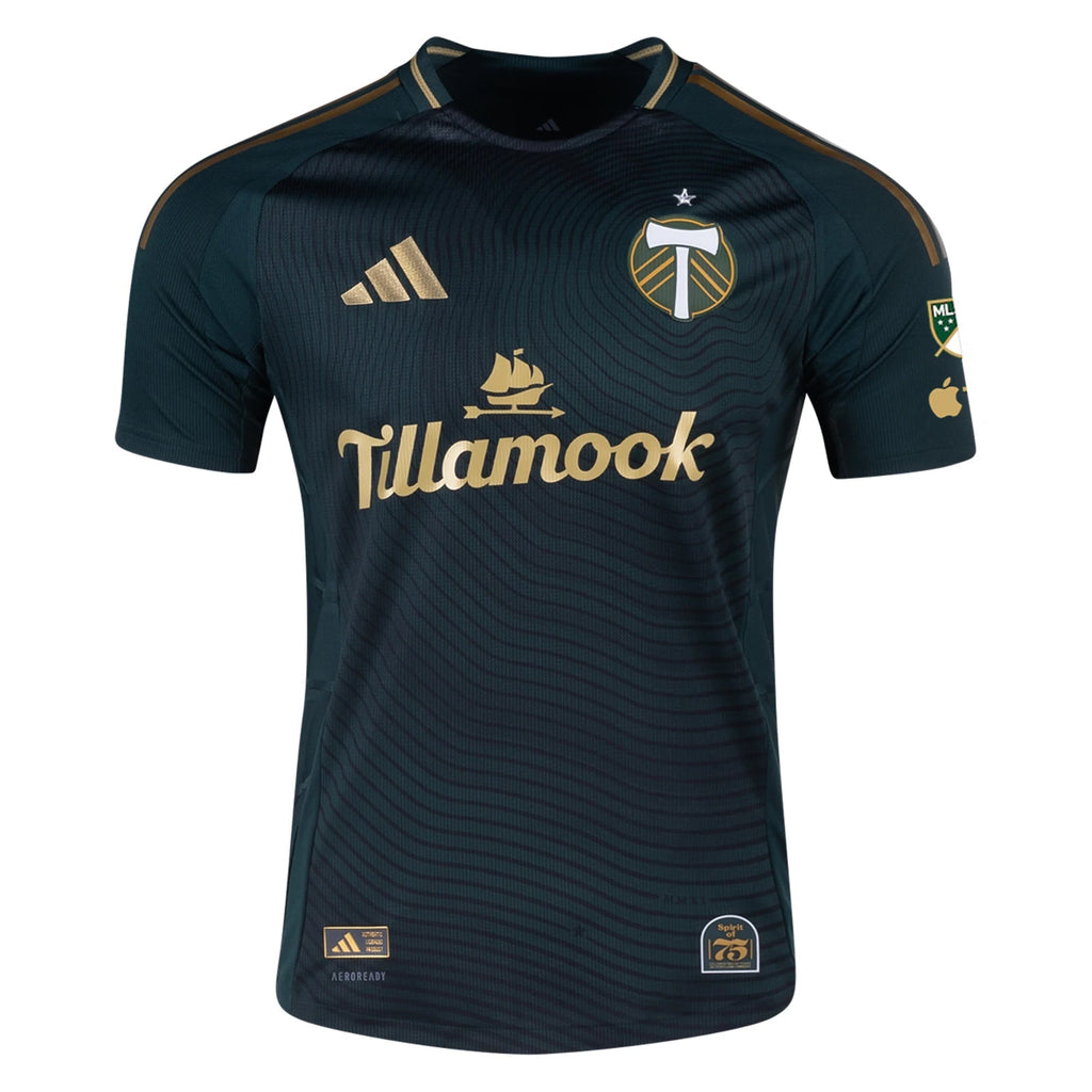 adidas Dario Zuparic Portland Timbers Authentic Home Jersey w/ MLS & Apple Patch 25/26 (Green/Gold)