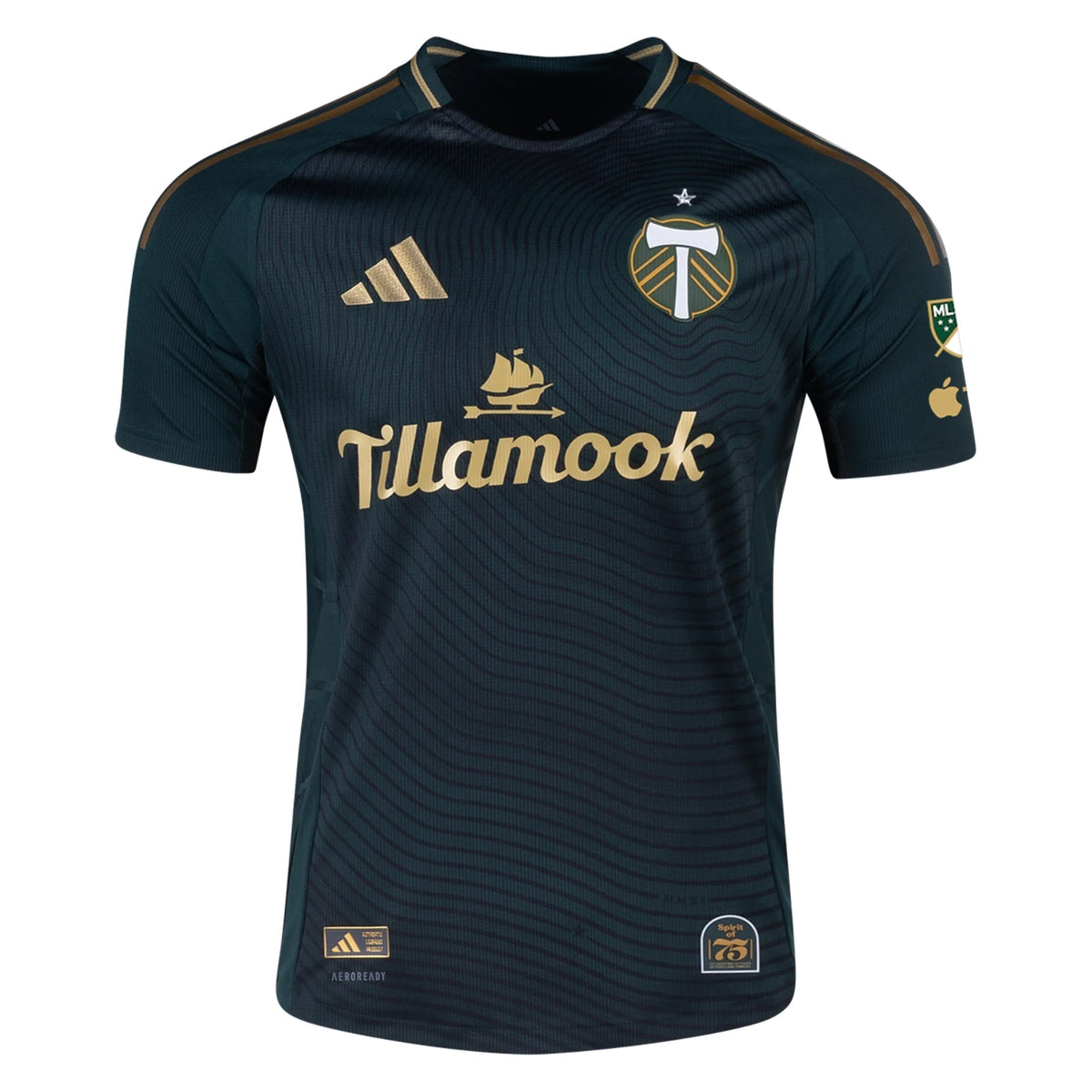adidas Dario Zuparic Portland Timbers Authentic Home Jersey w/ MLS & Apple Patch 25/26 (Green/Gold)