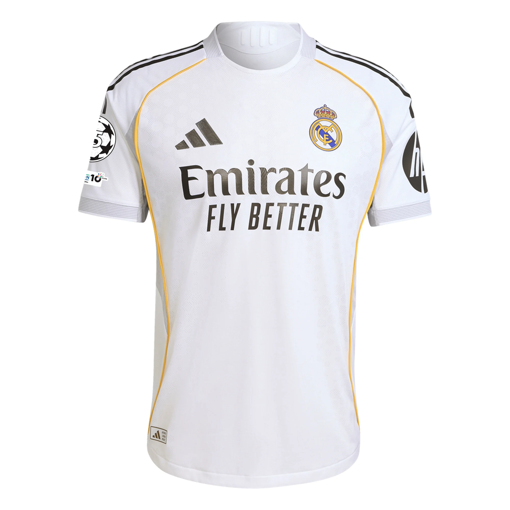 adidas Jude Bellingham Real Madrid Authentic Home Jersey 25/26 w/ Champions League Patches (White)