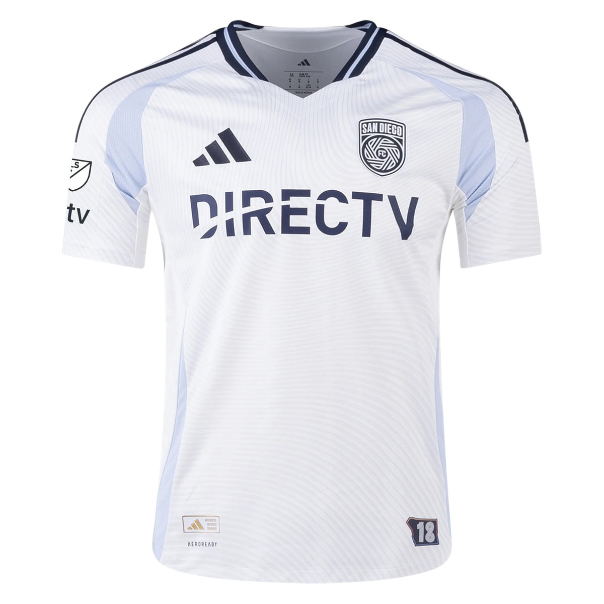 adidas San Diego FC Authentic Manu Duah Away Jersey 25/26 w/ MLS & Apple Patch (White)