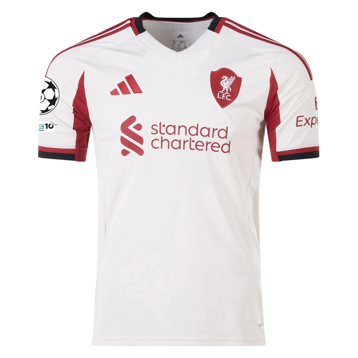 adidas Men's Liverpool Ryan Gravenberch Away Jersey w/ Champions League Patches 25/26 (Wonder White)
