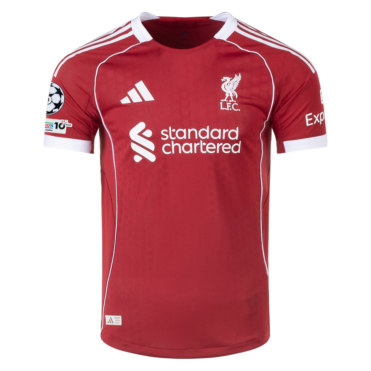 adidas Men's Liverpool FC Authentic Robertson Home Jersey 25/26 w/ Champions League Patches (Strawberry Red)