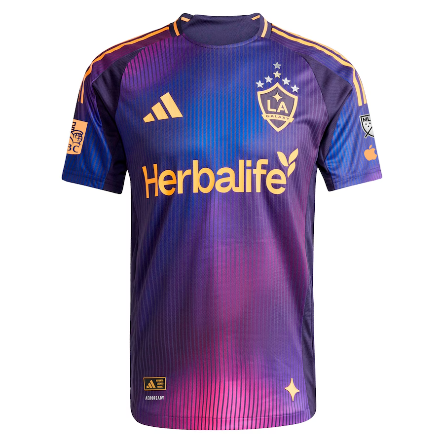adidas Diego Fagundez LA Galaxy Authentic Away Jersey w/ MLS + Apple TV + RBC Sponsor 25/26 (Purple)