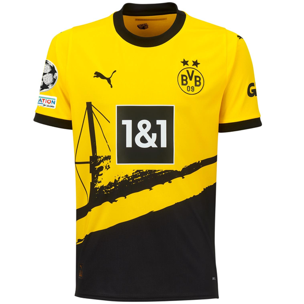 Puma Borussia Dortmund GÃ¶ktan GÃ¼rpÃ¼z Home Jersey w/ Champions League Patches 23/24 (Cyber Yellow/Puma Black)