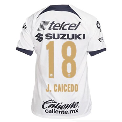 Nike Pumas UNAM JosÃ© Caicedo Home Jersey w/ Liga MX Patch 23/24 (White/Obsidian)