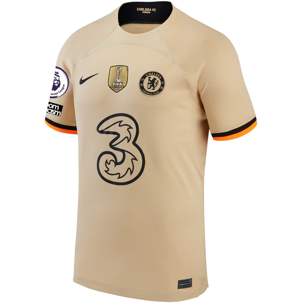Nike Chelsea N'Golo Kante Third Jersey w/ EPL + No Room For Racism + Club World Cup Patches 22/23 (Sesame/Black)