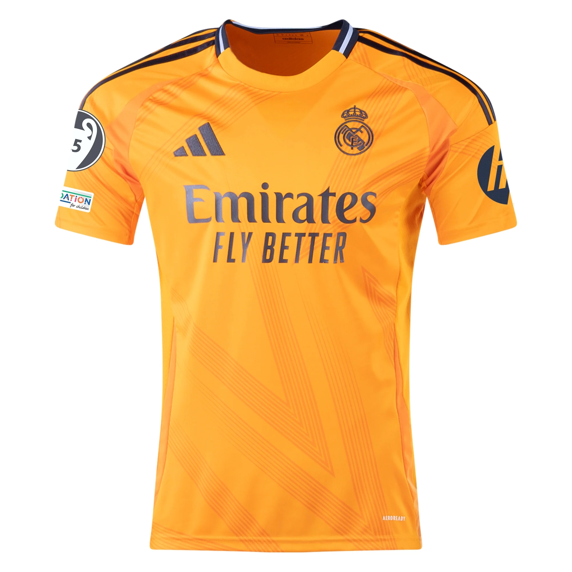 adidas Real Madrid Eduardo Camavinga Away Jersey w/ Champions League Patches 24/25 (Crew Orange)