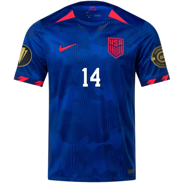 Nike Mens United States Lucas De La Torre Away Jersey w/ Gold Cup Patches 23/24 (Hyper Royal/Loyal Blue)