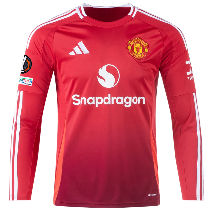 adidas Manchester United Harry Maguire Long Sleeve Home Jersey w/ Europa League Patches 24/25 (Red)
