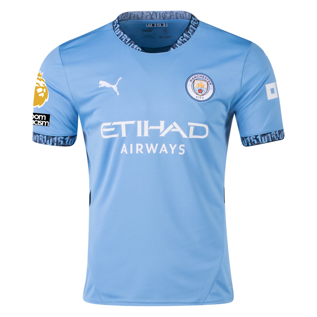 Puma Manchester City John Stones Home Jersey w/ EPL + No Room For Racism + Club World Cup Patches 24/25 (Team Light Blue/Marine Blue)