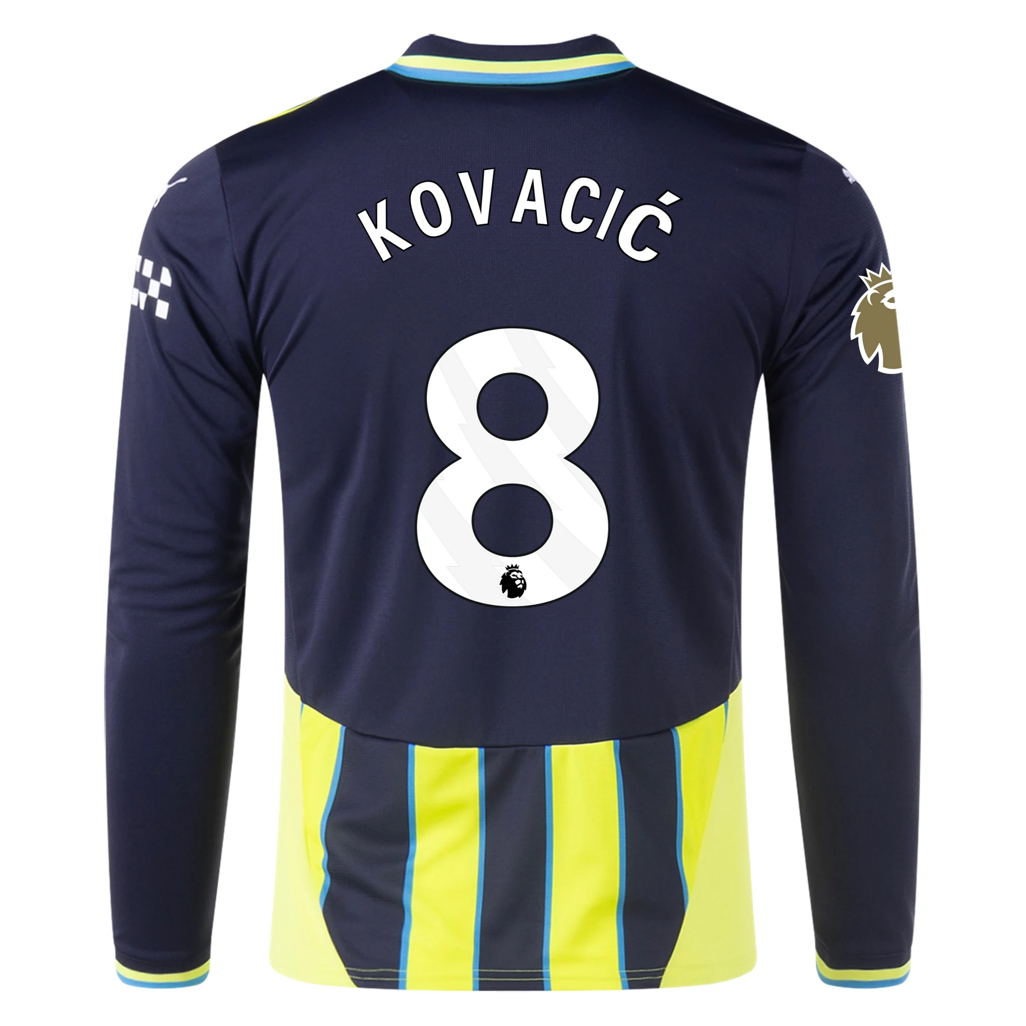 Puma Manchester City Mateo KovaÄiÄ‡ Long Sleeve Away Jersey w/ EPL + Club World Cup Patch 24/25 (New Navy/Yellow Glow)