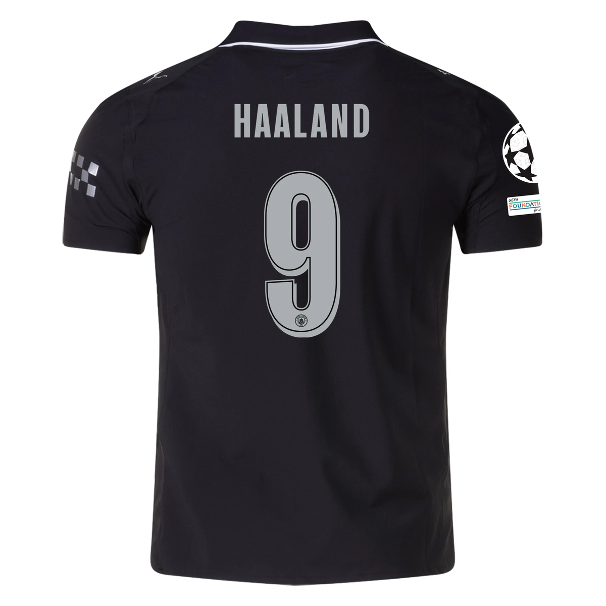 Puma Manchester City Authentic Erling Haaland Away Jersey w/ Champions League Patches 25/26 (Puma Black)