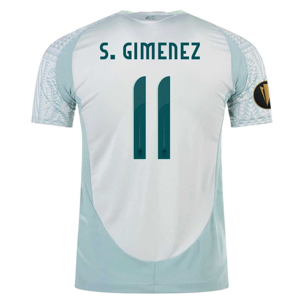 adidas Santi Gimenez Mexico Authentic Away Jersey 24/25 w/ Gold Cup 2025 Patches (Linen Green)