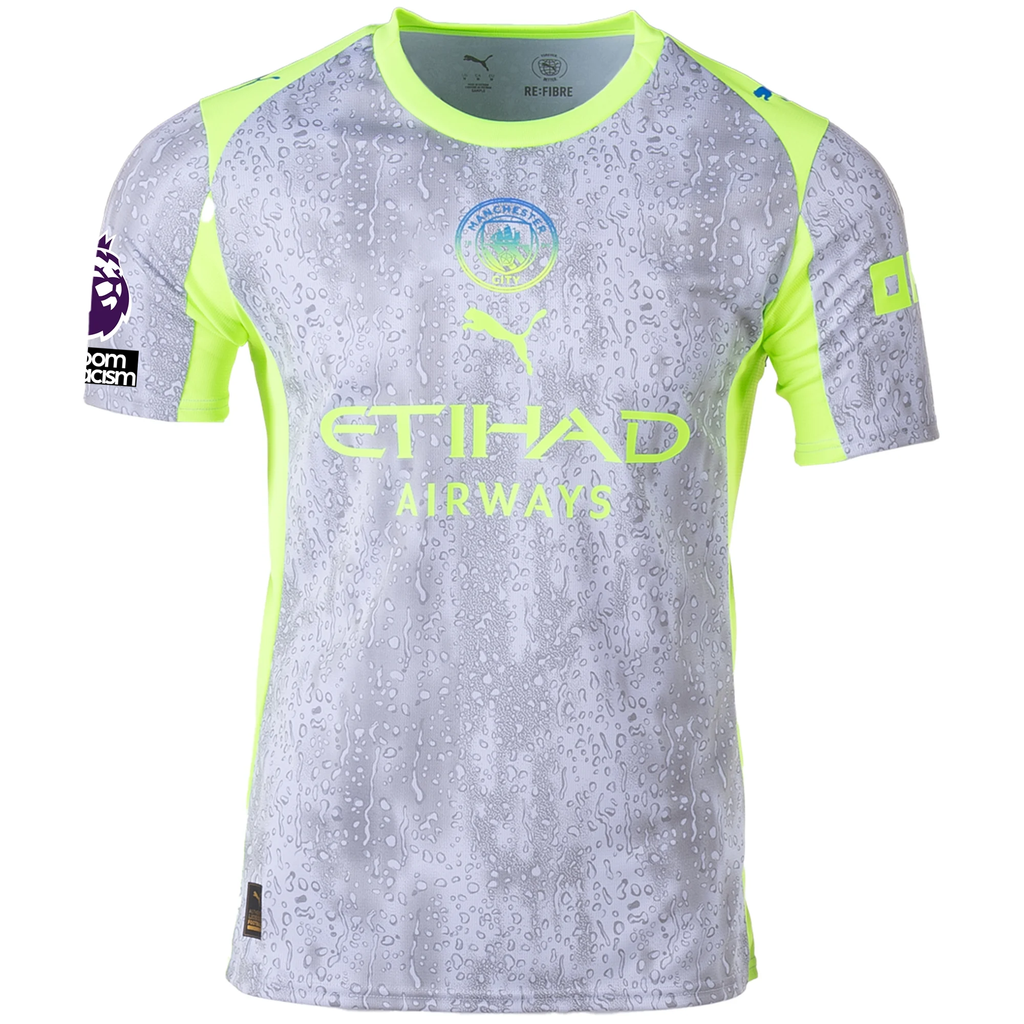 Puma Men's Manchester City Savinho Third Jersey w/ EPL + No Room For Racism Patches 25/26 (Cool Weather/Pro Green)