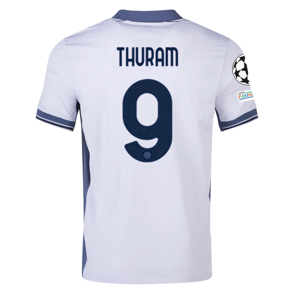 Nike Inter Milan Marcus Thuram Away Jersey w/ Champions League + Scudetto Patch 24/25 (Summit White/Iris Whisper)